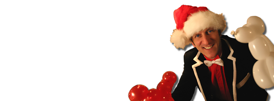 Header Weihnachtsmann-Luftballon-Künstler: Der Weihnachtsmann-Zauberer (Magier, Zauberkünstler) unterhält sein Publikum (Ihre Kunden und Gäste) mit weihnachtlicher Zauberei (Zauber-Show, Closeup-Magie, Tischzauberei, Zauberseminar) auf Ihrer privaten und betrieblichen Veranstaltung (Weihnachtsfeier, Weihnachts-Event, Weihnachtsmarkt, Christbaumschlagen).